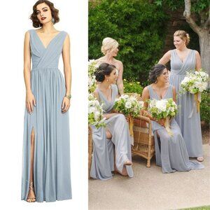 Dessy Collection Sleeveless Chiffon Draped V-Neck Surplice Maxi Dress Mist 2894